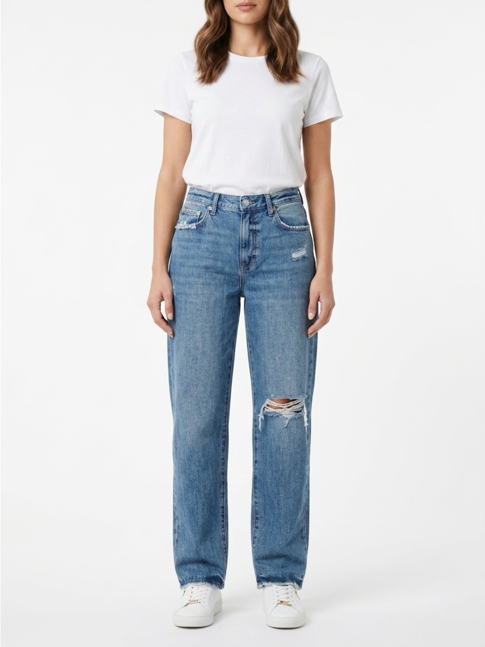 Pistola Presley High Rise Straight Distressed Denim Antidote Blue Size 30